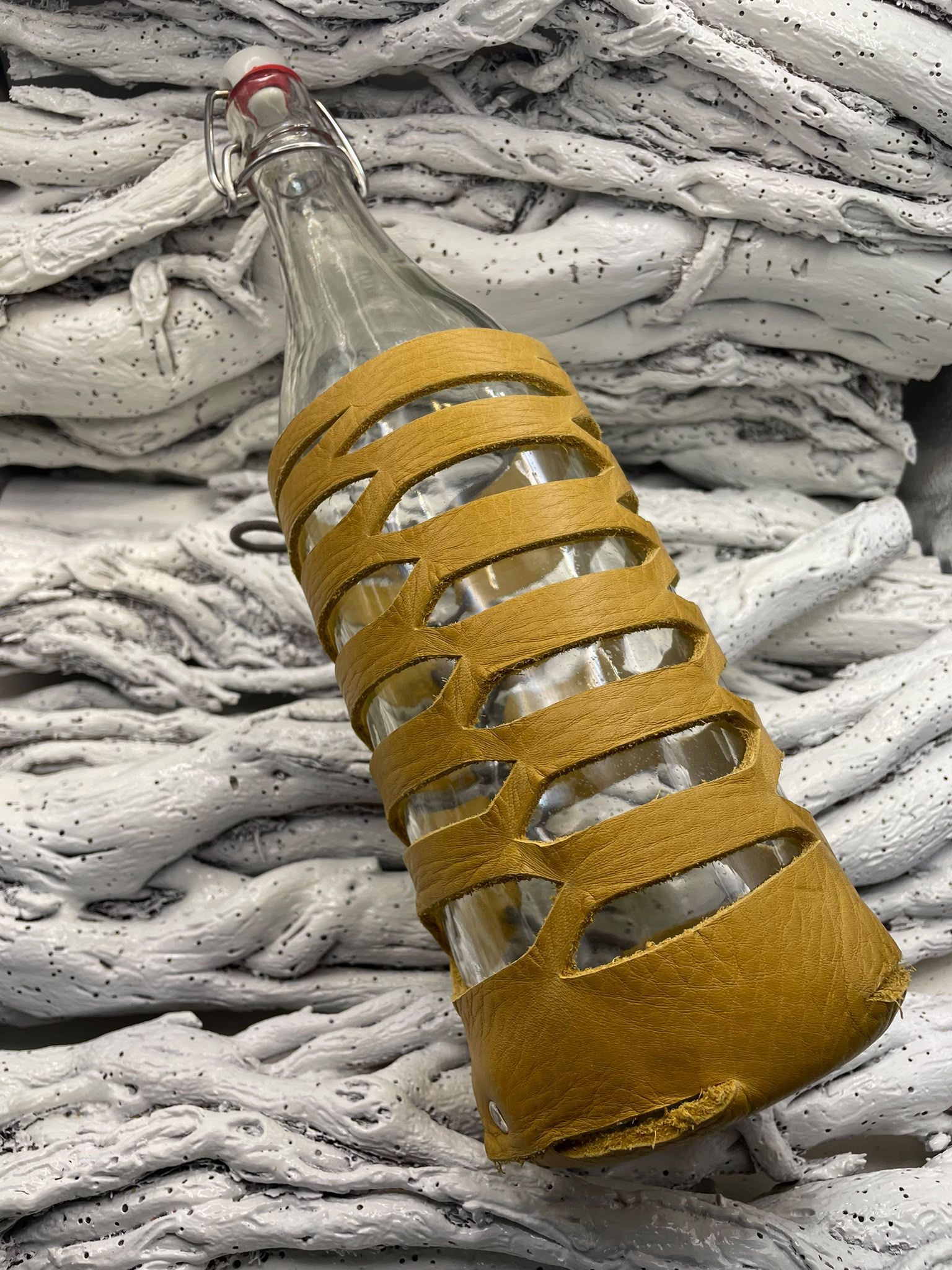 Protège bouteille jaune moutarde